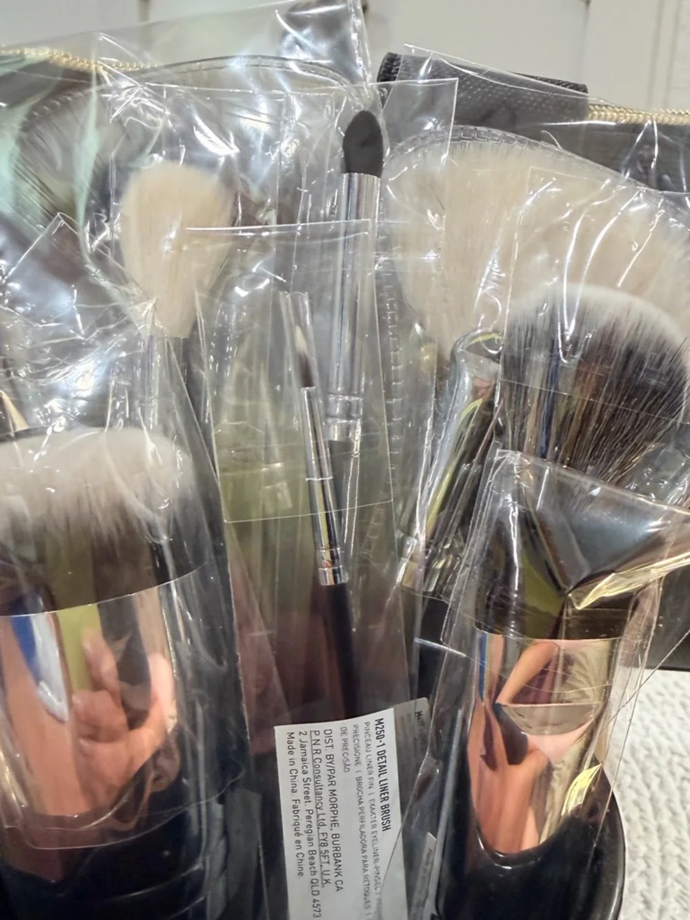 10 Piece Black/Silver Morphe Makeup Brush Set & Lancôme Paris Cosmetic Bag- New✨